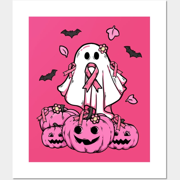 breast cancer boo pumpkin halloween Wall Art by xiaoweii